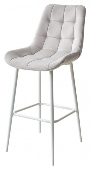 Барный стул ХОФМАН, цвет H-09 Светло-серый, велюр / белый каркас М-City в Добрянке - dobryanka.ok-mebel.com | фото