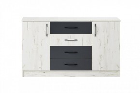 БЕАТРИС Комод К1400 (дуб крафт белый/антрацит) в Добрянке - dobryanka.ok-mebel.com | фото