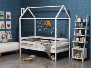 Детская кровать-домик из массива березы Соня-6 (800*1600) Белый/Лак в Добрянке - dobryanka.ok-mebel.com | фото