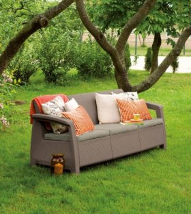 Диван пластиковый Корфу Макс (Corfu love seat max) капучино - песок в Добрянке - dobryanka.ok-mebel.com | фото 2