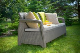 Диван пластиковый Корфу Макс (Corfu love seat max) капучино - песок в Добрянке - dobryanka.ok-mebel.com | фото 3