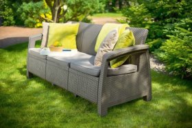 Диван пластиковый Корфу Макс (Corfu love seat max) капучино - песок в Добрянке - dobryanka.ok-mebel.com | фото 4