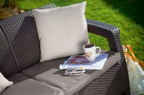 Диван пластиковый Корфу Макс (Corfu love seat max) коричневый в Добрянке - dobryanka.ok-mebel.com | фото 3