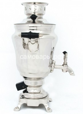 Электрический самовар из латуни никелированный на 1,5 литра форма "Тюльпан" с защитой от выкипания в Добрянке - dobryanka.ok-mebel.com | фото 3
