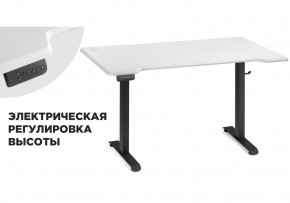 Компьютерный стол Маркос с механизмом подъема 140х80х75 белая шагрень / черный в Добрянке - dobryanka.ok-mebel.com | фото 1