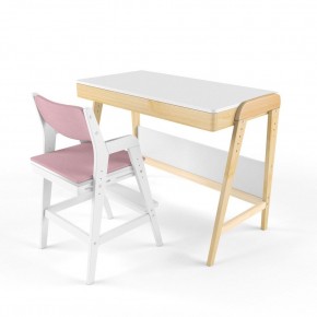 Комплект растущий стол и стул с чехлом 38 попугаев «Вуди» (Белый, Белый, Розовый) в Добрянке - dobryanka.ok-mebel.com | фото