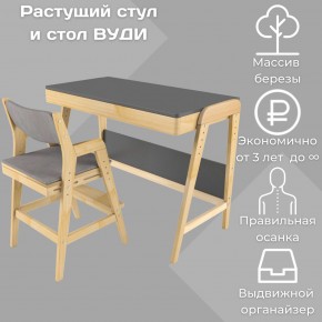 Комплект растущий стол и стул с чехлом 38 попугаев «Вуди» (Серый, Без покрытия, Серый) в Добрянке - dobryanka.ok-mebel.com | фото