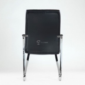 Кресло Barneo K-25 для посетителей и переговорных (хром, черная экокожа) в Добрянке - dobryanka.ok-mebel.com | фото 3