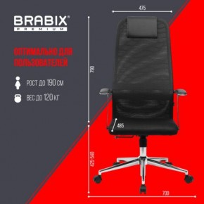 Кресло BRABIX PREMIUM "Ultimate EX-801" хром, плотная двойная сетка Х2, черное, 532917 в Добрянке - dobryanka.ok-mebel.com | фото 7