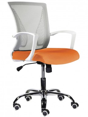 Кресло BRABIX "Wings MG-306", пластик белый, хром, сетка, серое/оранжевое, 532011 в Добрянке - dobryanka.ok-mebel.com | фото