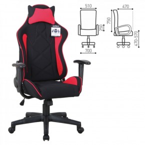 Кресло компьютерное BRABIX GT Racer GM-101 + подушка (ткань) черное/красное (531820) в Добрянке - dobryanka.ok-mebel.com | фото 2