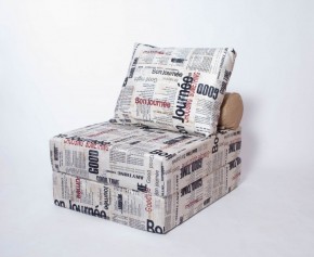 Кресло-кровать-пуф бескаркасное Прайм (Газета) в Добрянке - dobryanka.ok-mebel.com | фото 1