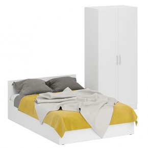 Кровать 1400 + Шкаф 2-х створчатый Стандарт, цвет белый, ШхГхВ 143,5х203,5х70 + 90х52х200 см., сп.м. 1400х2000 мм., без матраса, основание есть в Добрянке - dobryanka.ok-mebel.com | фото