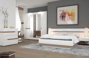 Кровать 160/TYP 92, LINATE ,цвет белый/сонома трюфель в Добрянке - dobryanka.ok-mebel.com | фото 3