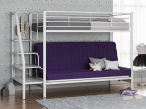 Кровать двухъярусная с диваном "Мадлен-3" (Белый/Фиолетовы) в Добрянке - dobryanka.ok-mebel.com | фото