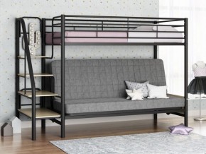 Кровать двухъярусная с диваном "Мадлен-3" (Черный/Серый) в Добрянке - dobryanka.ok-mebel.com | фото 1
