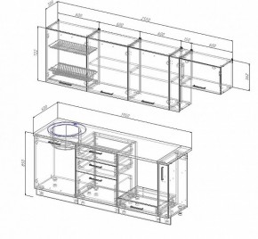 Кухонный гарнитур Антрацит 2550 (Стол. 26мм) в Добрянке - dobryanka.ok-mebel.com | фото 2