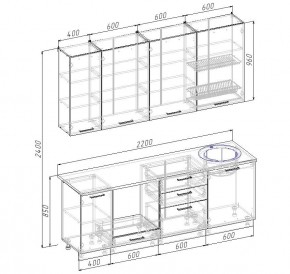 Кухонный гарнитур Латте 2200 (Стол. 26мм) в Добрянке - dobryanka.ok-mebel.com | фото 2