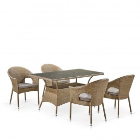 Обеденный комплект плетеной мебели T198B/Y79B-W56 Light Brown (4+1) в Добрянке - dobryanka.ok-mebel.com | фото 1