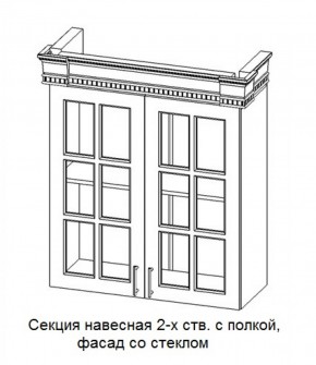Секция навесная 2-х ств. с полкой "Верона", фасад со стеклом (800) в Добрянке - dobryanka.ok-mebel.com | фото