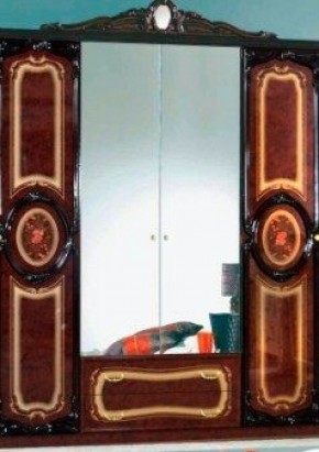 Шкаф 4-х дверный с зеркалами (01.144) Роза (могано) в Добрянке - dobryanka.ok-mebel.com | фото