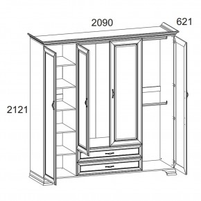 Шкаф 4D2S Z, TIFFANY, цвет вудлайн кремовый в Добрянке - dobryanka.ok-mebel.com | фото 1