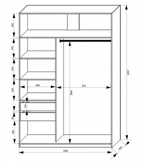 Шкаф-купе 1600 серии SOFT D1+D3+B2+PL1 (2 ящика+1штанга) профиль «Графит» в Добрянке - dobryanka.ok-mebel.com | фото 3