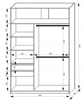 Шкаф-купе 1600 серии SOFT D8+D2+B2+PL4 (2 ящика+F обр.штанга) профиль «Графит» в Добрянке - dobryanka.ok-mebel.com | фото 2