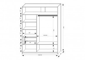 Шкаф-купе 1700 серии NEW CLASSIC K2+K2+B2+PL2(2 ящика+1 штанга+1 полка) профиль «Капучино» в Добрянке - dobryanka.ok-mebel.com | фото 3