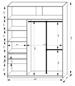 Шкаф-купе 1800 серии SOFT D8+D2+B2+PL4 (2 ящика+F обр.штанга) профиль «Графит» в Добрянке - dobryanka.ok-mebel.com | фото 3