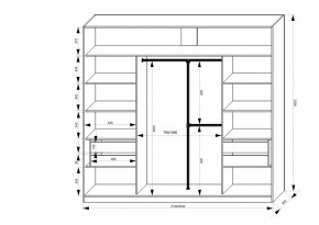 Шкаф-купе 2450 серии NEW CLASSIC K1+K1+K1+B22+PL4 (по 2 ящика лев/прав+F обр.штанга) профиль «Капучино» в Добрянке - dobryanka.ok-mebel.com | фото 3