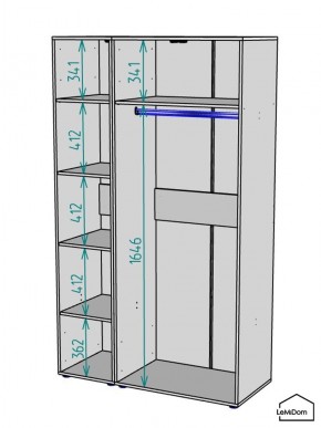 Шкаф Linnea MHR-3-1 2050х1200х510 (Графит-М 11.1.25) в Добрянке - dobryanka.ok-mebel.com | фото 3