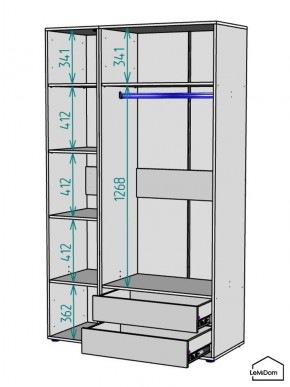 Шкаф Linnea MHR-3-2 2050х1200х510 (Белый-М 11.1.1) в Добрянке - dobryanka.ok-mebel.com | фото 3