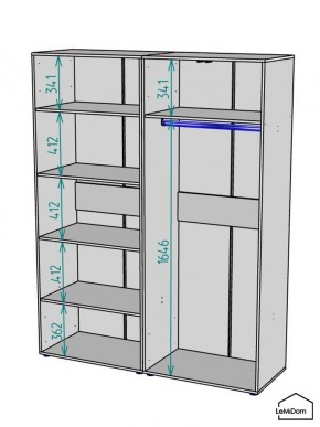 Шкаф Linnea MHR-4-1 2050х1600х510 (Белый-М 11.1.1) в Добрянке - dobryanka.ok-mebel.com | фото 3