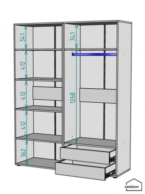 Шкаф Linnea MHR-4-2 2050х1600х510 (Белый-М 11.1.1) в Добрянке - dobryanka.ok-mebel.com | фото 3