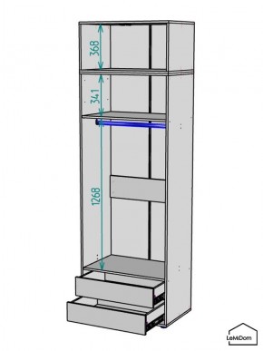 Шкаф с антресолью Linnea MHR-2A-3 2450х800х510 (ДВ-М 11.1.25) в Добрянке - dobryanka.ok-mebel.com | фото 3