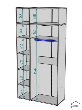 Шкаф с антресолью Linnea MHR-3A-1 2450х1200х510 (Графит-М 11.1.25) в Добрянке - dobryanka.ok-mebel.com | фото 3