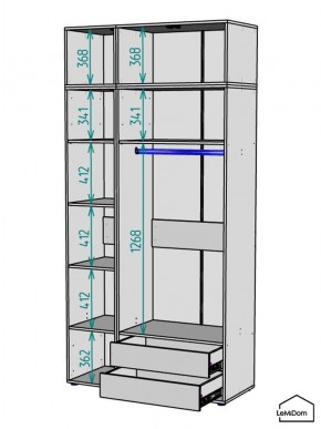 Шкаф с антресолью Linnea MHR-3A-2 2450х1200х510 (Графит-М 11.1.25) в Добрянке - dobryanka.ok-mebel.com | фото 3