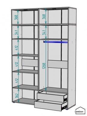 Шкаф с антресолью Linnea MHR-4POA-2 2450х1600х510 (Белый-М 11.1.2) в Добрянке - dobryanka.ok-mebel.com | фото 3