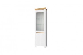 Шкаф с витриной  1V1D, TAURUS, цвет белый/дуб вотан в Добрянке - dobryanka.ok-mebel.com | фото