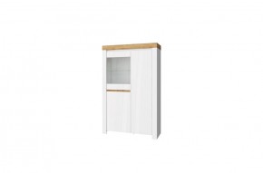 Шкаф с витриной 1V2D, TAURUS, цвет белый/дуб вотан в Добрянке - dobryanka.ok-mebel.com | фото 1