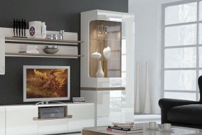 Шкаф с витриной 3D/TYP 01L, LINATE ,цвет белый/сонома трюфель в Добрянке - dobryanka.ok-mebel.com | фото 6
