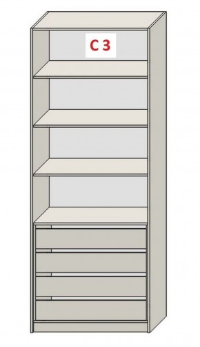 Шкаф СТАНДАРТ С3 4 ящика серия "ГЕСТИЯ" (Бело-серый/Дуб Небраска натуральный ) 800*520*2300 в Добрянке - dobryanka.ok-mebel.com | фото 2