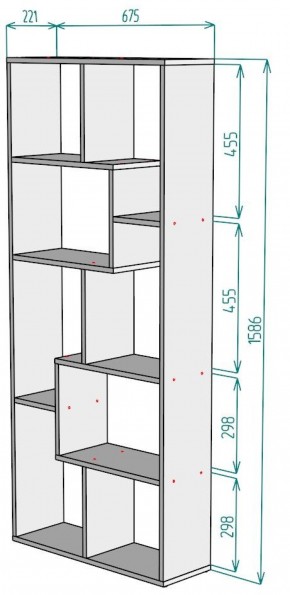 Стеллаж S8 1586х675х221 в Добрянке - dobryanka.ok-mebel.com | фото 2