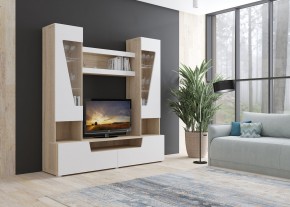 Стенка АНТАЛИЯ 2 (Сонома/Белый софт) в Добрянке - dobryanka.ok-mebel.com | фото 3