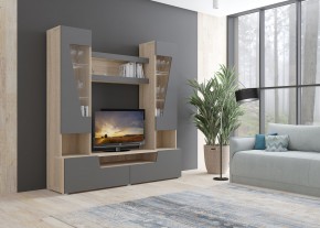 Стенка АНТАЛИЯ 2 (Сонома/Графит софт) в Добрянке - dobryanka.ok-mebel.com | фото 3