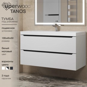 Тумба под раковину Uperwood Tanos 100 см, подвесная, белая/графит в Добрянке - dobryanka.ok-mebel.com | фото 3