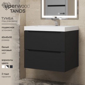Тумба под раковину Uperwood Tanos 60 см, подвесная, черная матовая в Добрянке - dobryanka.ok-mebel.com | фото 3