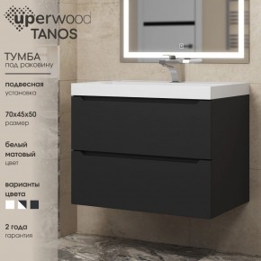 Тумба под раковину Uperwood Tanos 70 см, подвесная, черная матовая в Добрянке - dobryanka.ok-mebel.com | фото 3