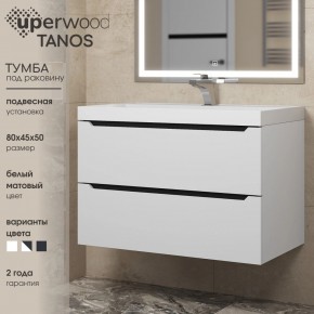 Тумба под раковину Uperwood Tanos 80 см, подвесная, белая/графит в Добрянке - dobryanka.ok-mebel.com | фото 3